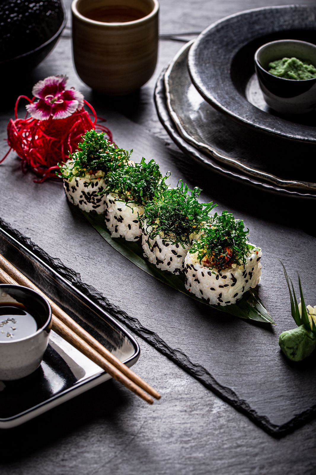 Enjoy a wide variety of vegetarian and non-vegetarian sushi rolls 