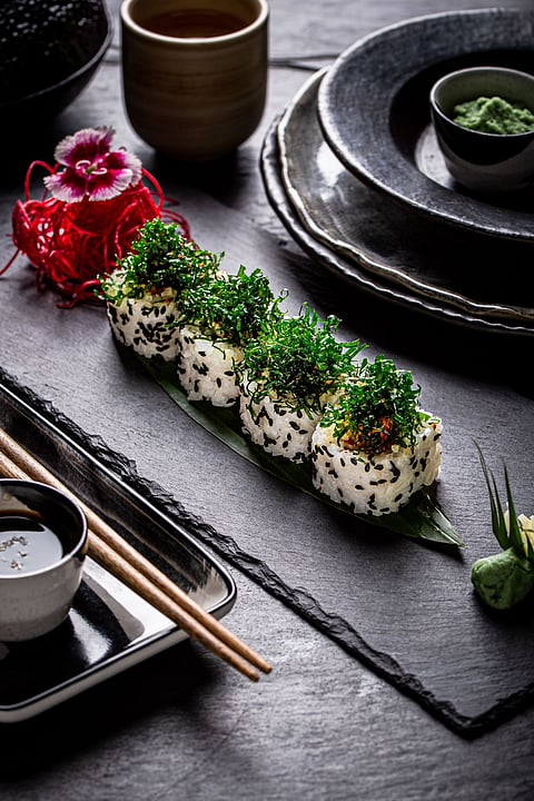 Enjoy a wide variety of vegetarian and non-vegetarian sushi rolls 