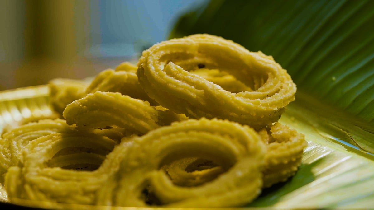 The crunchy Murukku is shaped into concentric circles and then deep-fried