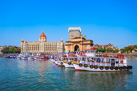 The Gateway of India is located a few kilometres away from Marine Drive, Mumbai