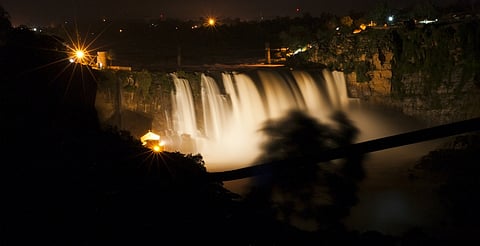 The falls at night