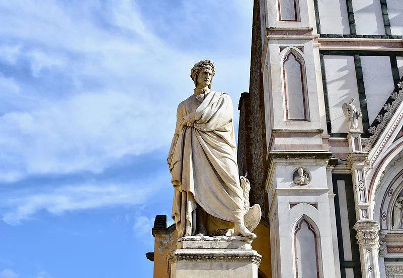 The Statue of Dante Alighieri is a monument to the famed Italian poet, writer, and philosopher in Florence, Italy
