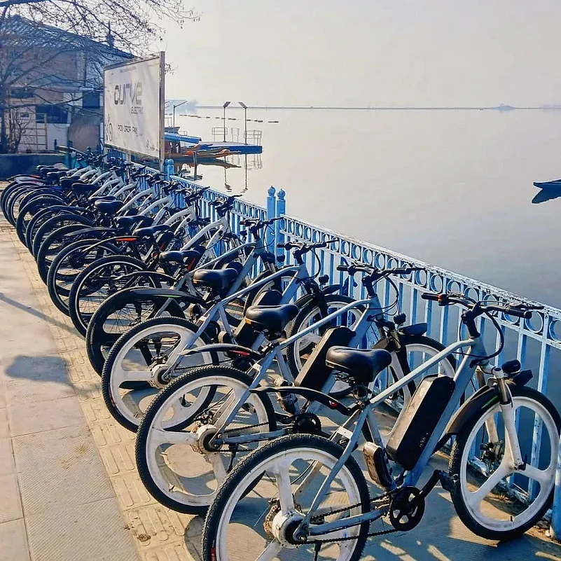 Curve Electric bikes at a docking station