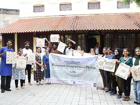 Participants of UNESCO World Heritage Volunteers 2024 showcasing their block printing products