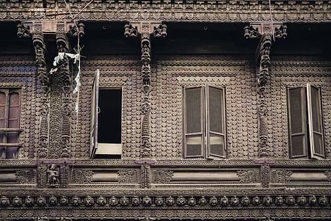 The exterior of a pol in Ahmedabad