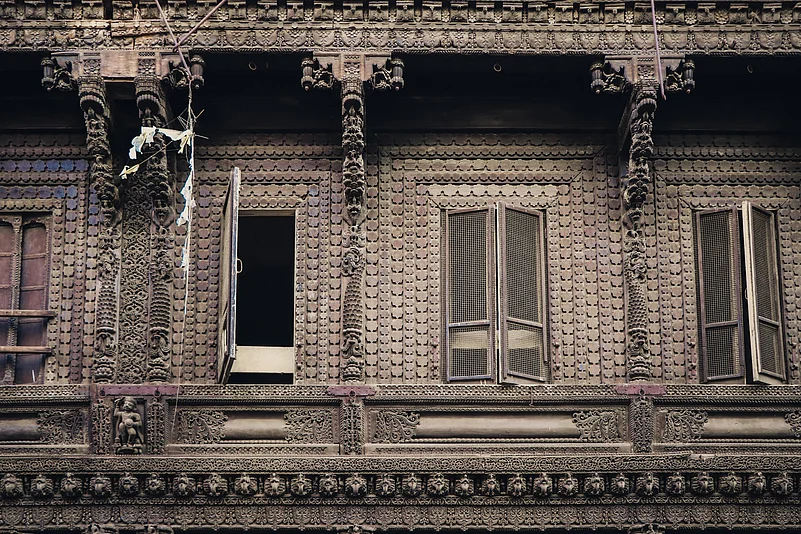 The exterior of a pol in Ahmedabad