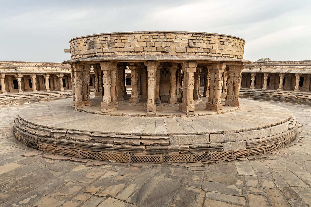 The Chausath Yogini temple of Mitaoli has an open mandapa in the centre of a circular courtyard