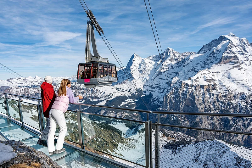 The steepest cableway in the world, newly opened from Stechelberg to Mürren