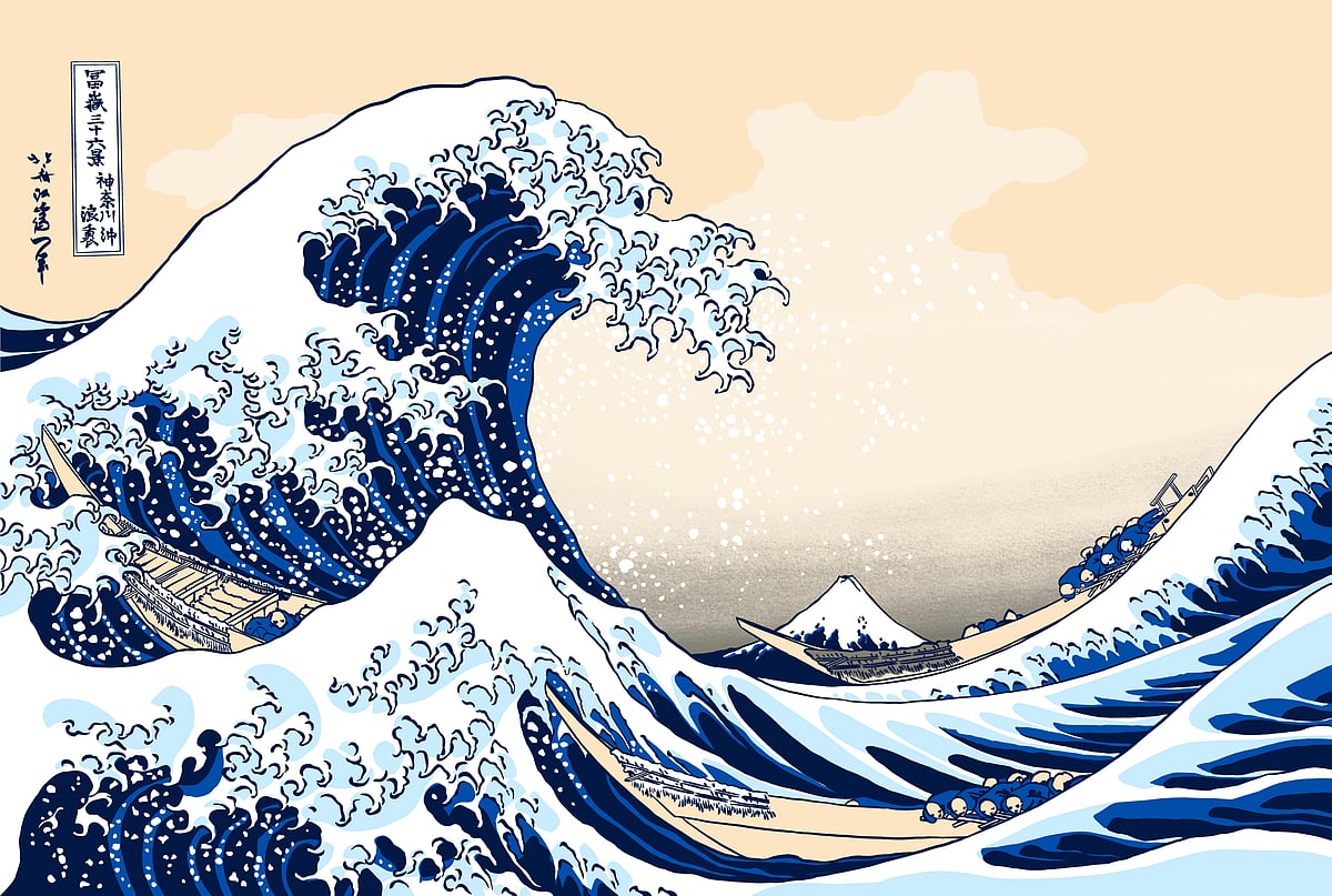 “The Great Wave off Kanagawa” is a woodblock print by Japanese ukiyo-e artist Hokusai that was created during the Edo period