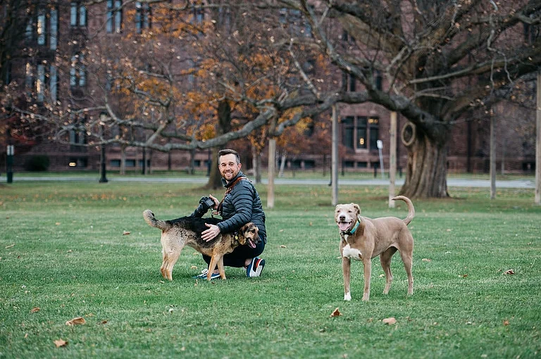 John Fabiano with his favourite animals in a park - John Fabiano