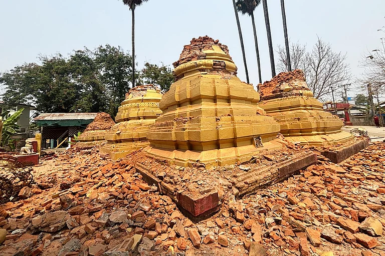 The earthquake in Myanmar has damaged many pagodas. - Aung Shine Oo/AP Images