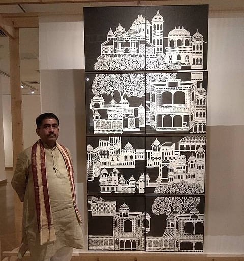 A Sanjhi artwork 
by artisans Vijay and Mohan Kumar Verma