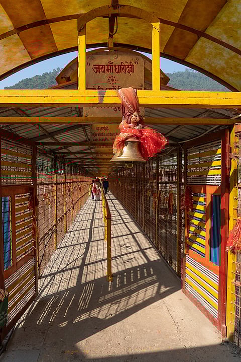 The passageway to the Dhari Devi temple in Uttarakhand