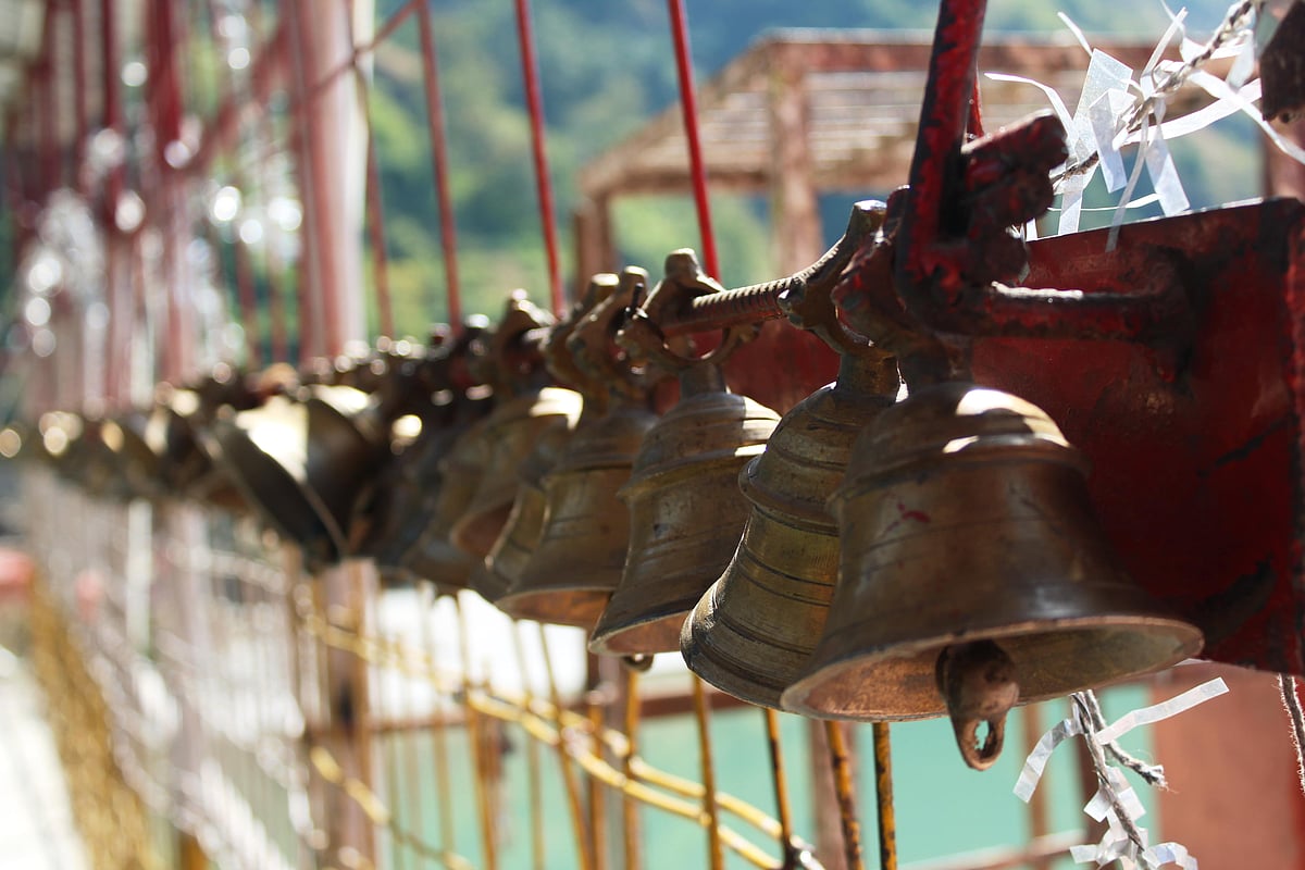 Bells at the Dhari Devi temple in Uttarakhand