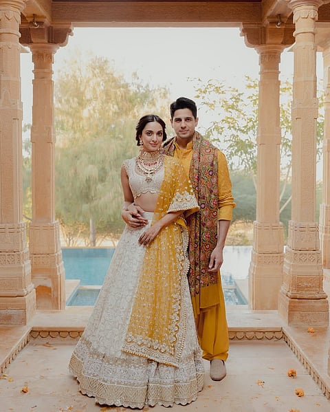 Kiara Advani (left) and Sidharth Malhotra (right) were married at Suryagarh in 2023