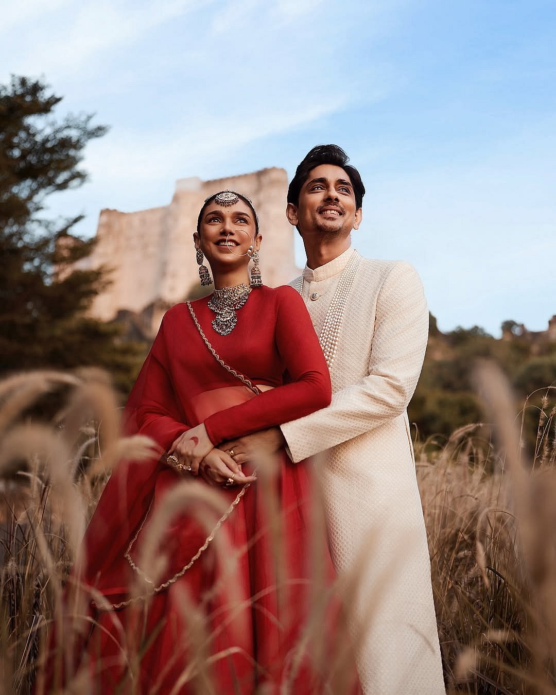 Aditi Rao Hydari (left) and Siddharth (right) held a dreamy wedding celebration at the Alila Fort Bishangarh in 2024
