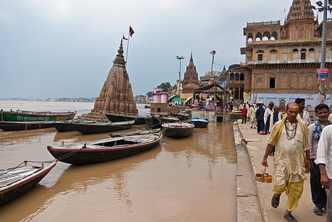 The temple half submerged