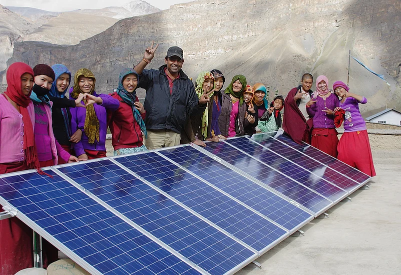 The installation of solar lights at a village ensure consistent power supply and reduces the use of fuelwood