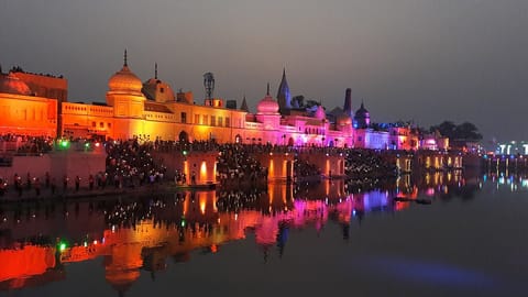 Ayodhya, situated on the east bank of the River Sarayu, is considered the birthplace of Hindu deity Ram