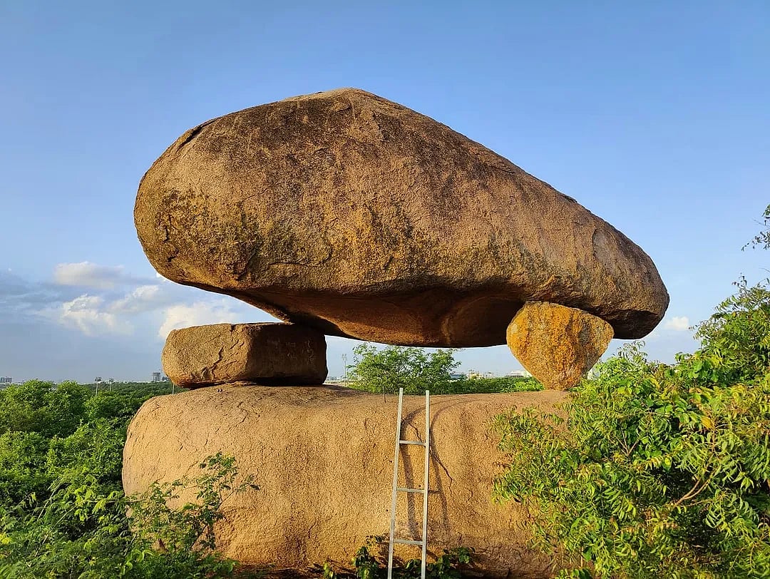 Mushroom Rock is a popular spot for students at the University of Hyderabad