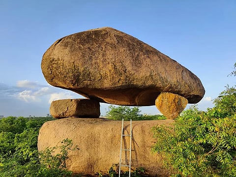 Mushroom Rock is a popular spot for students at the University of Hyderabad