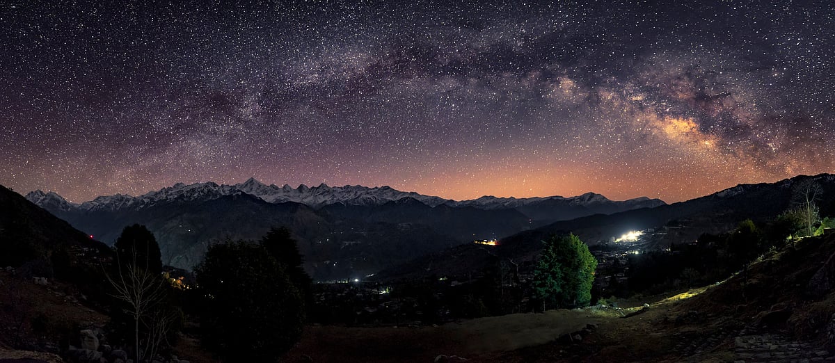 A night view of the Panchachuli peaks from Munsiyari in Uttarakhand