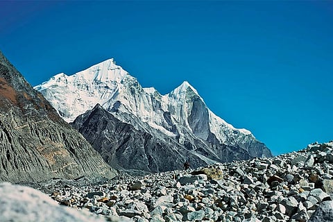 Moitra at the Gangotri Glacier in Uttarkashi