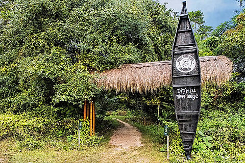 The Diphlu River Lodge is located along three sides of Kaziranga National Park's perimeter
