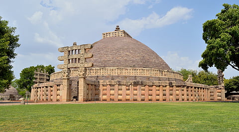 The Great Stupa at Sanchi is one of the oldest stone structures in India and a UNESCO World Heritage Site