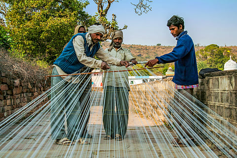 It is said that every fourth house in the town of Chanderi is lined with a loom