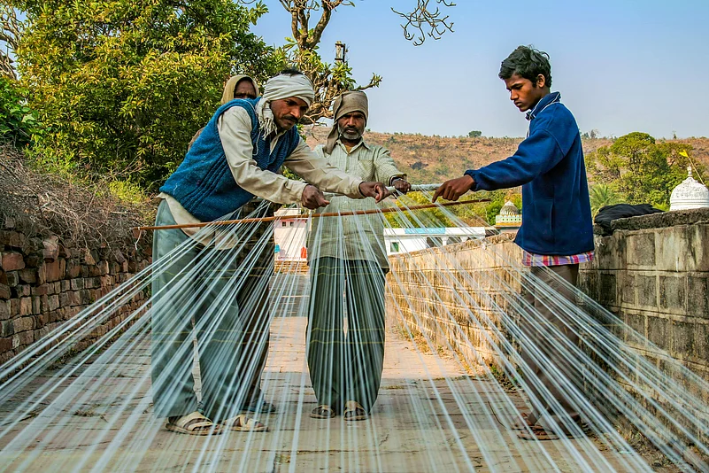 It is said that every fourth house in the town of Chanderi is lined with a loom
