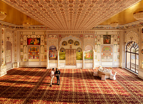 The resplendent Rang Mahal at Anantara Jewel Bagh, Jaipur