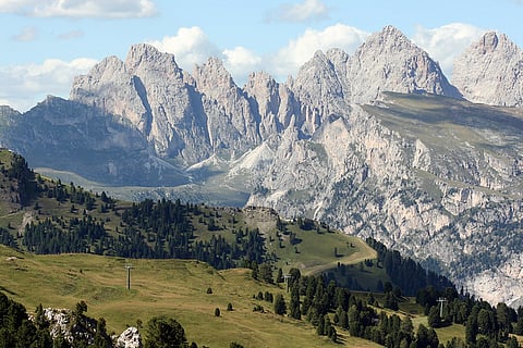 The dramatic Dolomites mountains in Italy, Europe