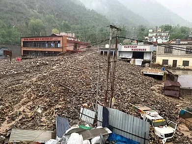 J&K Youth Congress/X : The heavy rains have triggered flash floods in Dharam Kund village, damaging over 40 houses