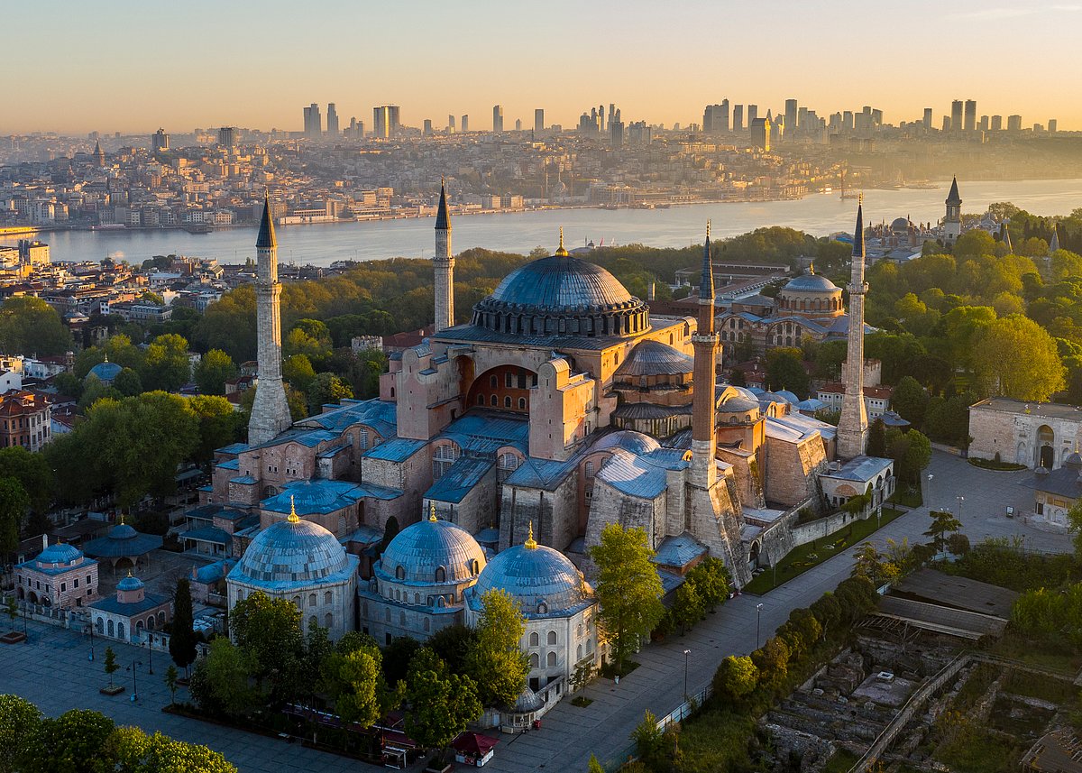 An aerial view of Hagia Sophia