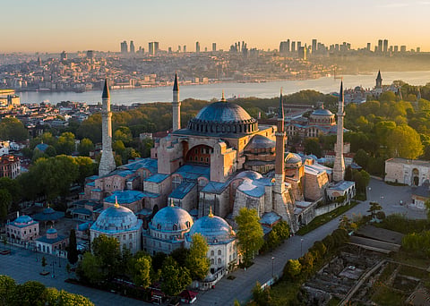 An aerial view of Hagia Sophia