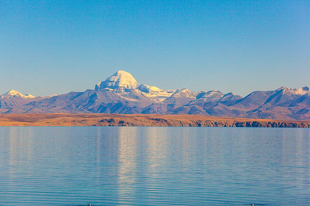 Mount Kailash seen across Lake Mansarovar