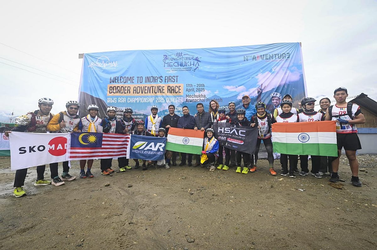 In the middle (from L-R): CM Pema Khandu and tourism minister Pasang Dorjee Sona