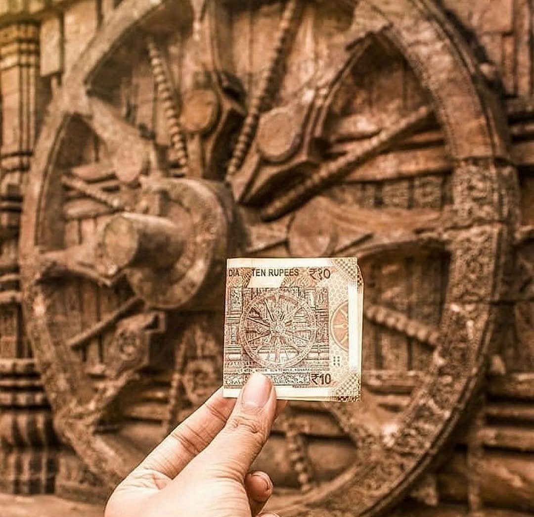 upscmap.in/instagram : A view of the Konark Sun Temple on a Ten Rupee banknote