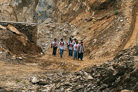 The hour-long trek to the top of the mountain, where the prayers were to take place