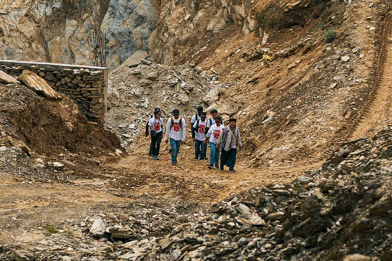 The hour-long trek to the top of the mountain, where the prayers were to take place