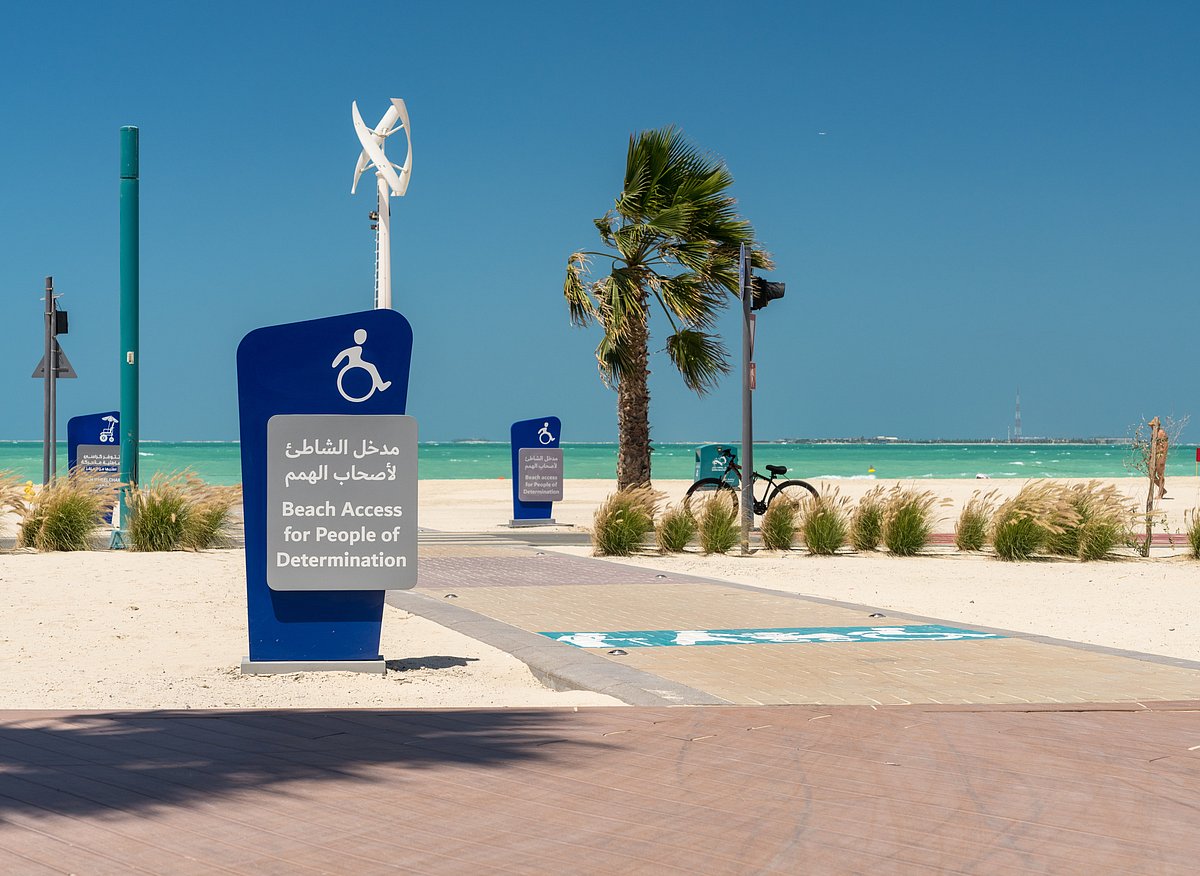 The United Arab Emirates (UAE) uses the term “people of determination” to refer to those with special needs or disabilities. Seen here is a wheelchair-accessible beach in Dubai