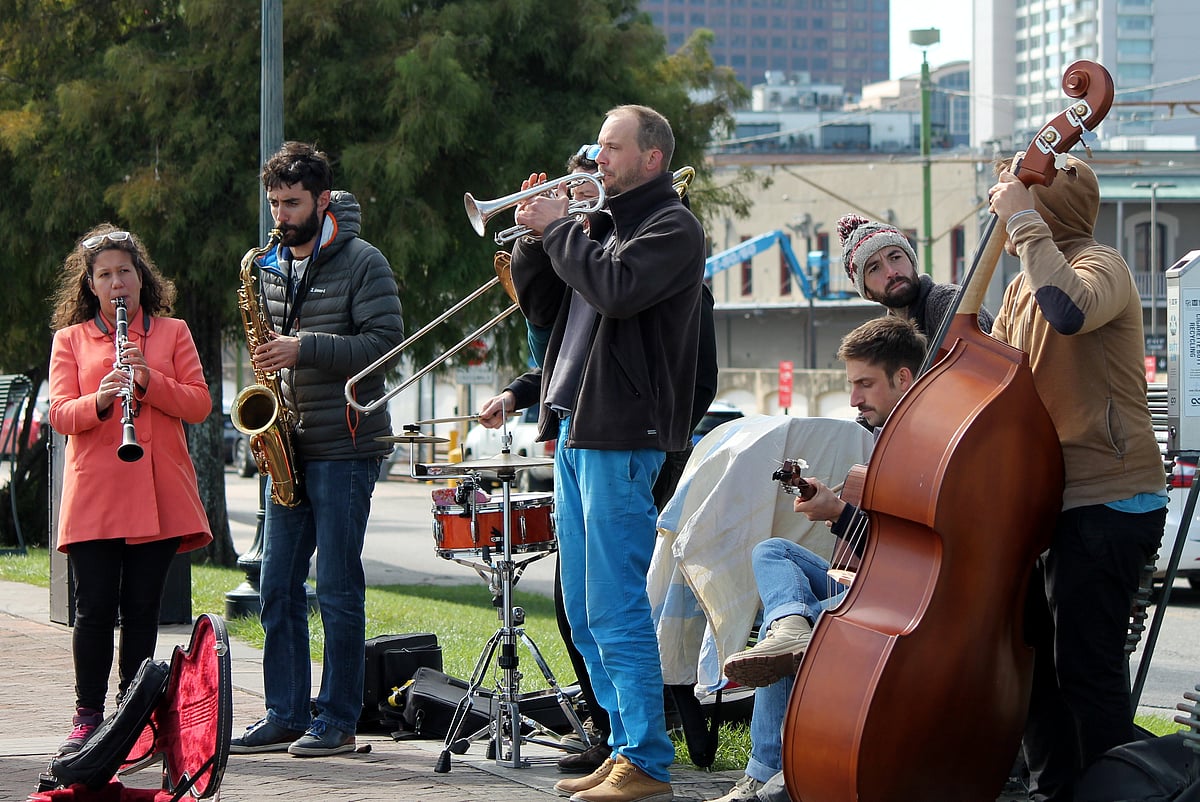 Jazz players on a street in New Orleans