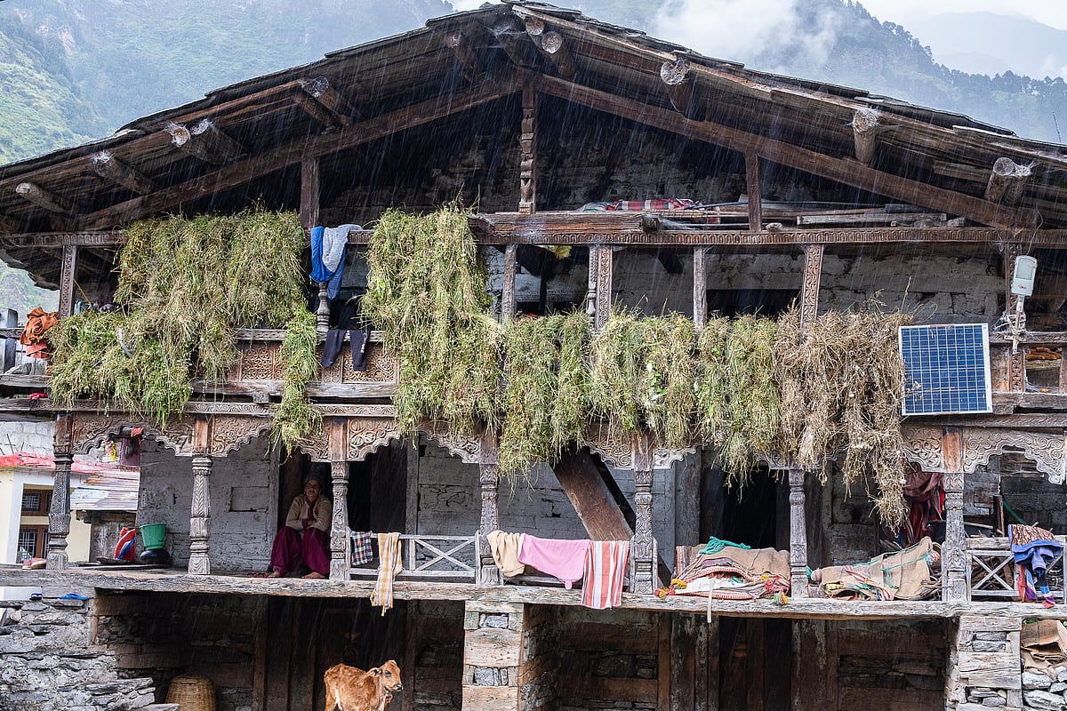 The quaint Himalayan town of Kharsali is known for its wooden and stone houses