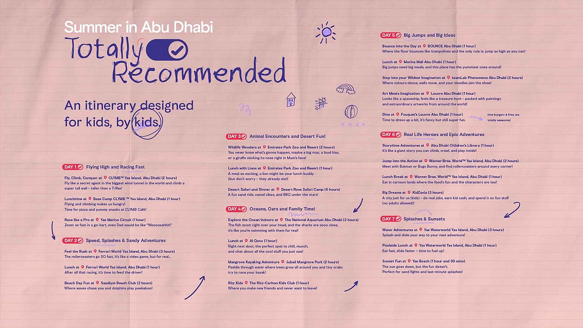 The DCT Abu Dhabi has collaborated with kids to co-create a seven-day itinerary.