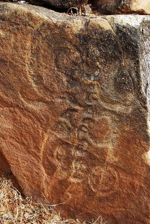 A stone carving at the Mansar site