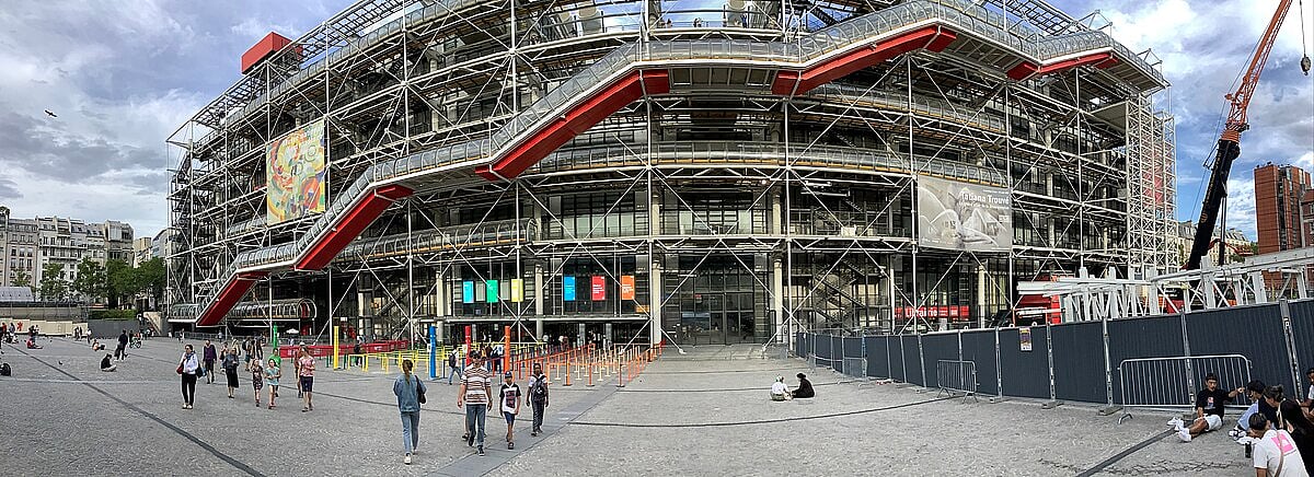 The Centre Pompidou, is known for its unique inside-out architecture