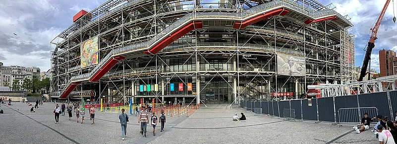 The Centre Pompidou, is known for its unique inside-out architecture