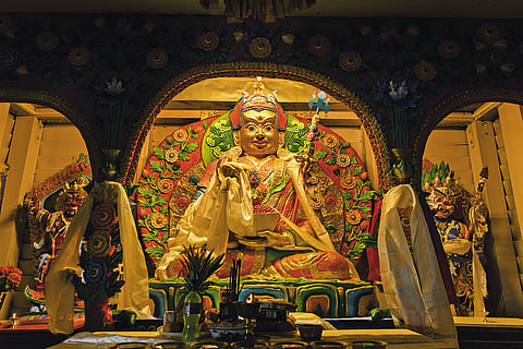 Inside the Samten Yangchag Monastery