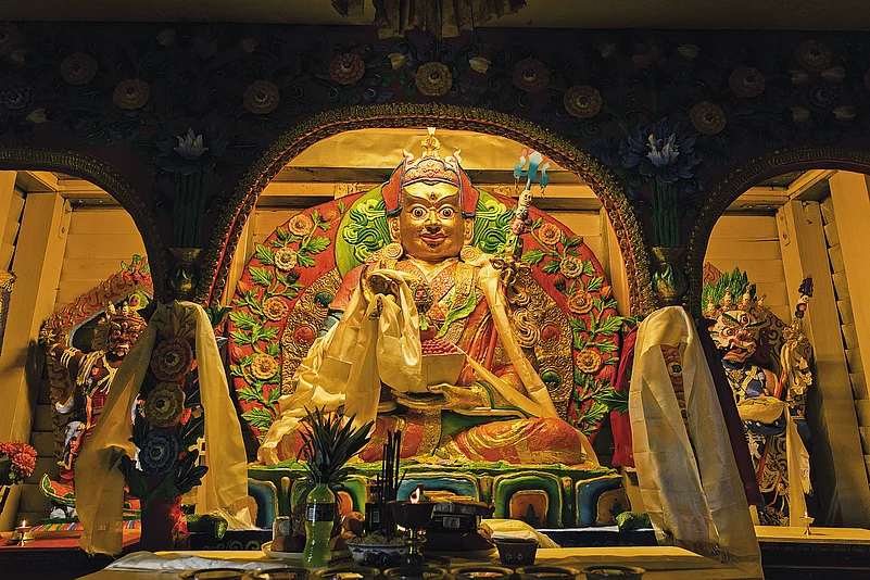 Inside the Samten Yangchag Monastery